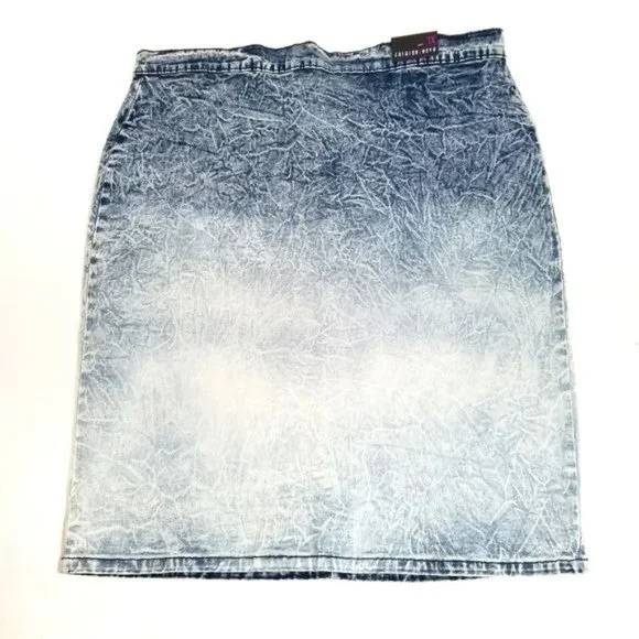 Fashion Nova Pencil Skirt Womens Size1X Stretch Acid Wash Mini Length NEW - Picture 3 of 12